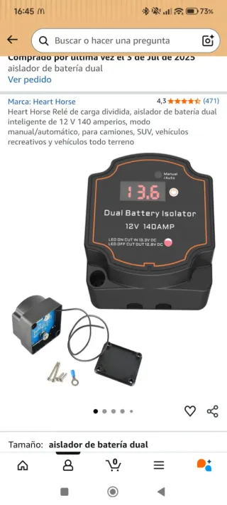 Relé Dual Automático Batería 12V 140A