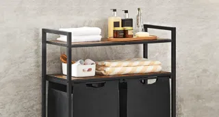 Cesto Ropa 2 Bolsas 92L Estantes VASAGLE BLH211B01