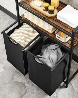Cesto Ropa 2 Bolsas 92L Estantes VASAGLE BLH211B01