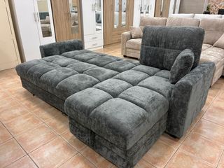 Sofá Cama Chaiselongue Gris Oscuro