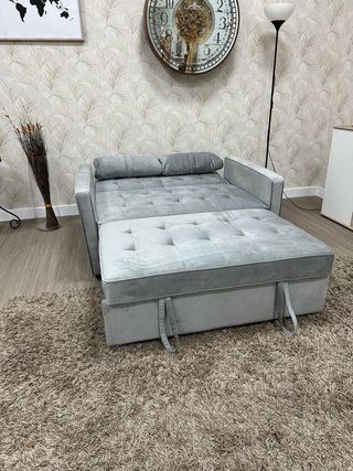 Sofá Cama Gris Terciopelo - Envio gratis