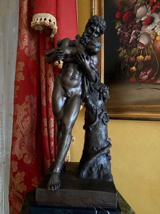 Statua Bronzo Ercole e Dionisio Firmata M. Ma