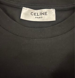 T-shirt Celine Nera Logo Rilievo Gommato Taglia S