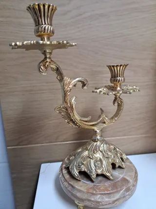 Candelabro Bronce y Mármol