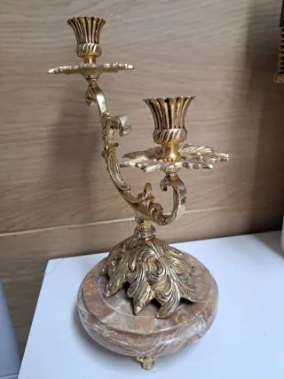 Candelabro Bronce y Mármol