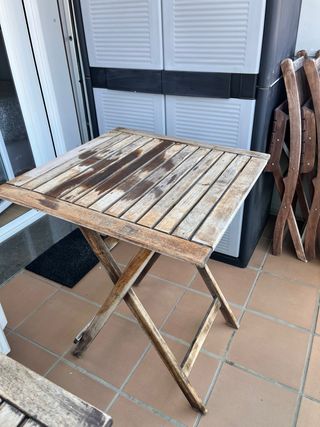 Mesa de jardín de teca plegable