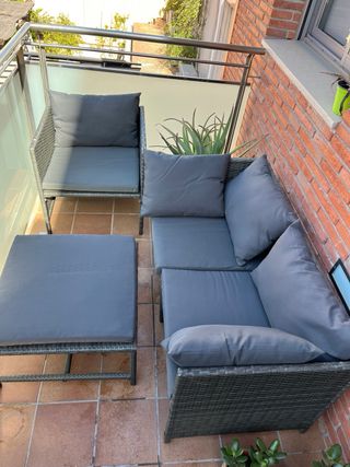 Sofá modular exterior 4 piezas con cojines