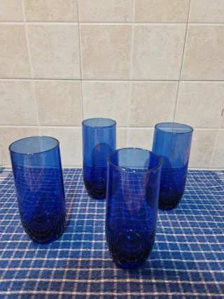 Set 4 Bicchieri Vetro Blu