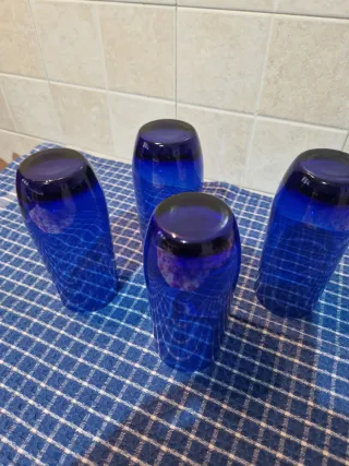 Set 4 Bicchieri Vetro Blu
