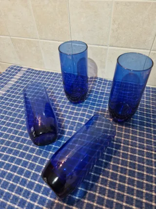 Set 4 Bicchieri Vetro Blu