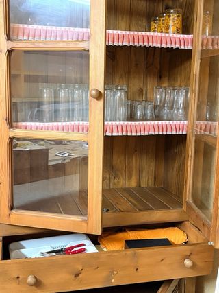 Mueble Rústico Madera Maciza Cristal