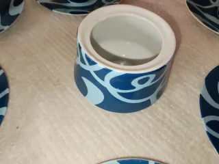 Juego de café azul y blanco