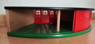 Depósito trenes circular madera Brio