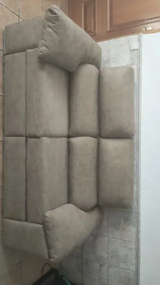 Sofá 3 plazas beige tela