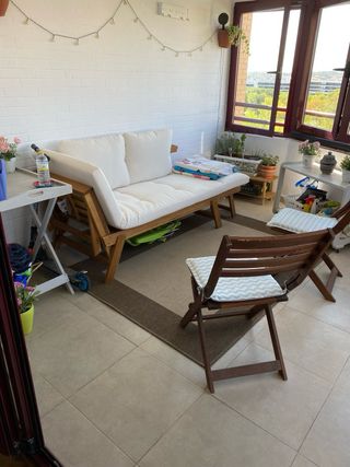 Sofá Tumbona Jardín Acacia 3 Plazas