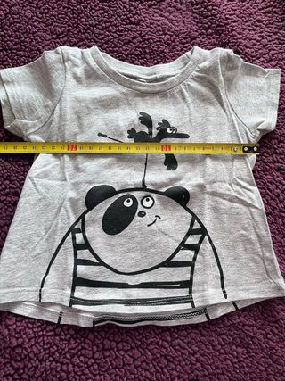 Camiseta bebé 12 meses panda y pájaro