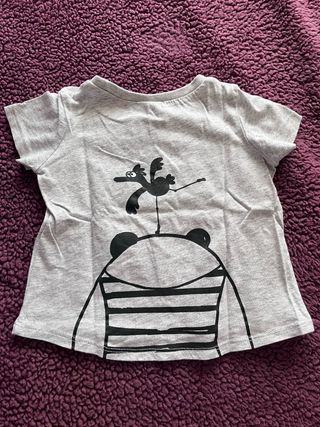 Camiseta bebé 12 meses panda y pájaro