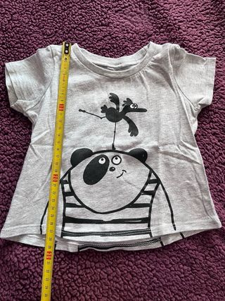 Camiseta bebé 12 meses panda y pájaro