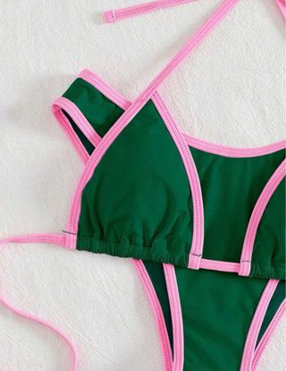 Bikini verde y rosa talla S