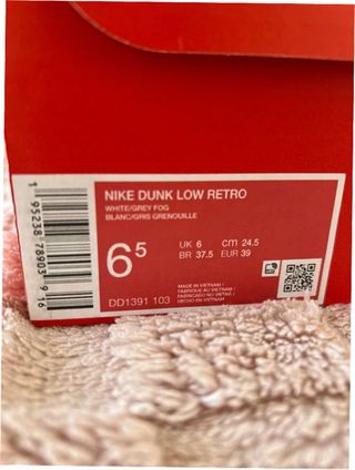 Nike Dunk Low Grey Fog Talla 39