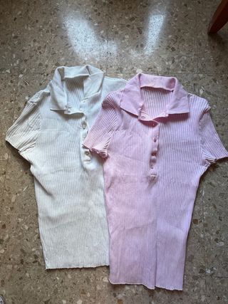 Camiseta Polo Zara Rosa Manga Corta