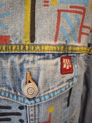 Giacca jeans XXL decorata a mano
