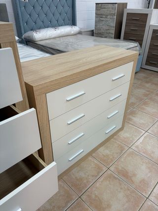 pack 2 cajoneras comoda + sinfonier blanco/madera