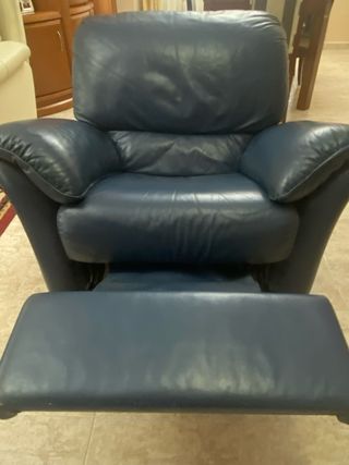 Sofá Natuzzi de Piel Azul