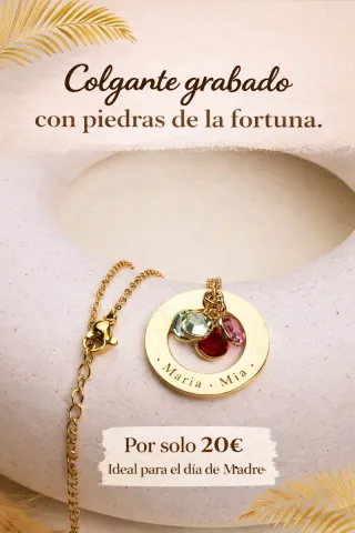Colgante grabado con piedras de la fortuna