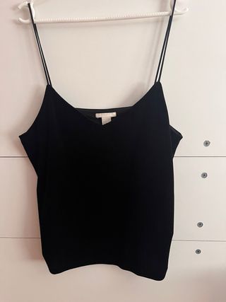 Camiseta H&M Terciopelo Negra Tirantes