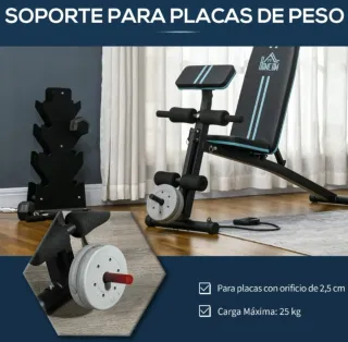 Banco abdominales y pesas