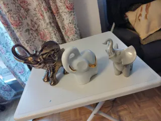 3 Elefanti decorativi cromati bianco e grigio