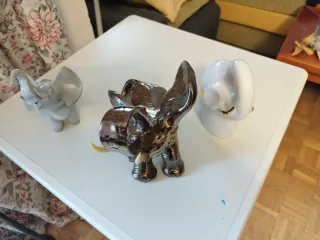 3 Elefanti decorativi cromati bianco e grigio