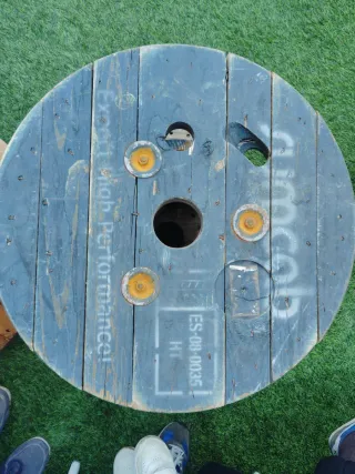 Bobina madera mesa jardín