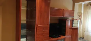 Mesa centro madera y cristal y mueble de TV salón
