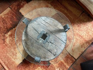 Mesa centro rústica-industrial cristal