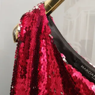Abito corto paillettes monospalla rosso
