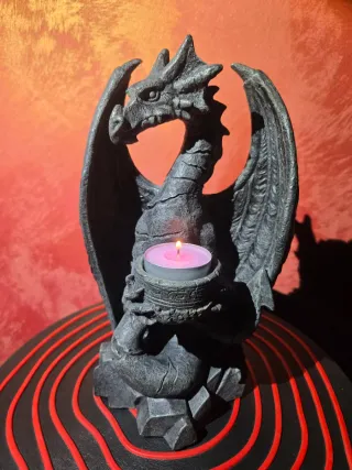 Portacandele Drago Gotico 24 cm + 10 Candele❗-20%❗