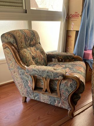 Sofá, sillones y sillas vintage tela y madera