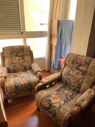 Sofá, sillones y sillas vintage tela y madera