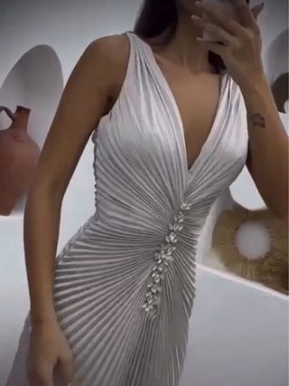 Vestido largo blanco fiesta/boda T-S/M