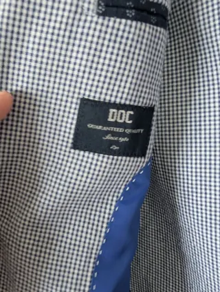Chaqueta de cuadros azul y blanco