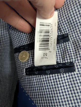 Chaqueta de cuadros azul y blanco
