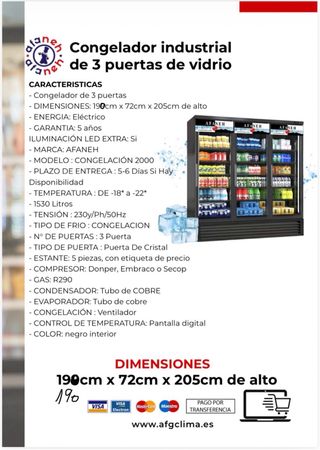 CONGELADORES VERTICALES AFANEH DE 1,2,3,4 PUERTAS