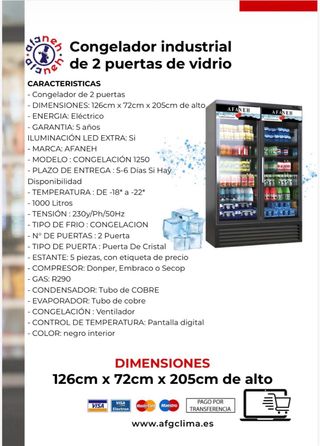 CONGELADORES VERTICALES AFANEH DE 1,2,3,4 PUERTAS