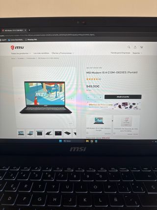 Portátil MSI i7 32GB RAM 15,6 Win11
