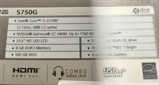 Portátil Acer 5750g Series