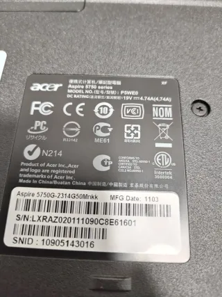 Portátil Acer 5750g Series
