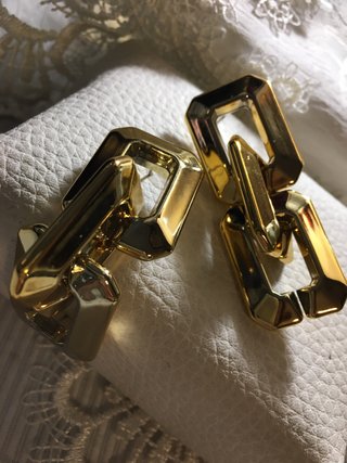Pendientes grandes Piscina Playa .metacrilato Oro