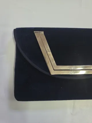 Pochette donna velluto vintage con metallo blu